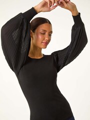 Roman Black Chiffon Sleeve Knit Jumper - Image 4 of 5