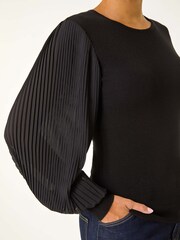Roman Black Chiffon Sleeve Knit Jumper - Image 5 of 5