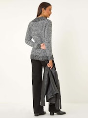 Roman Grey Textured Overlap Jumper - Image 3 of 5