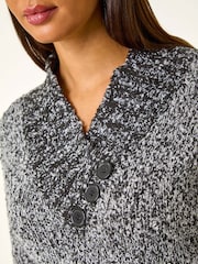 Roman Grey Textured Overlap Jumper - Image 5 of 5