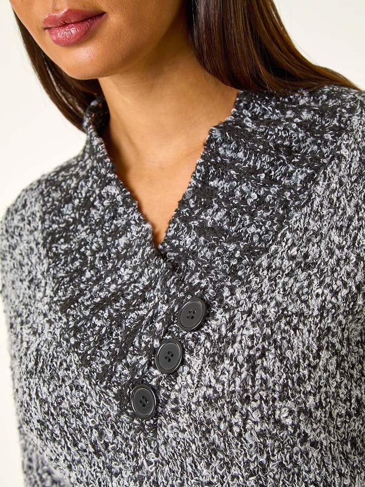 Roman Grey Textured Overlap Jumper - Image 5 of 5