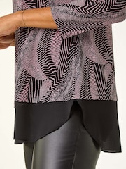 Roman Pink Printed Chiffon Hem Top - Image 2 of 5