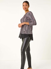 Roman Pink Printed Chiffon Hem Top - Image 5 of 5