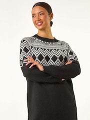 Roman Black Mono Tunic Knit Jumper - Image 1 of 5