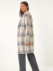 Roman Grey Patchwork Check Collar Pocket Cardigan - Image 3 of 5