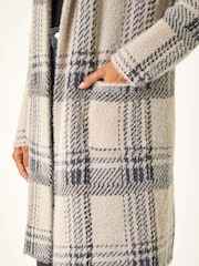 Roman Grey Patchwork Check Collar Pocket Cardigan - Image 5 of 5
