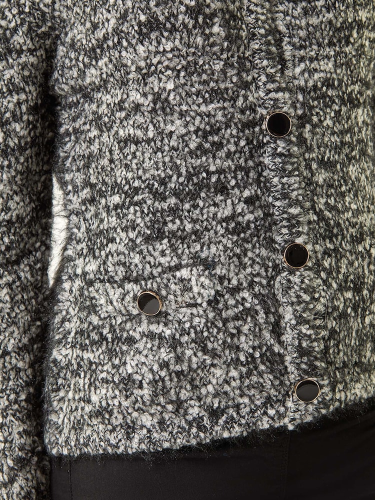 Roman Black Fluffy Knit Button Cardigan - Image 5 of 5