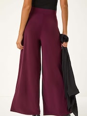 Roman Dark Purple Wide Leg Stretch Trousers - Image 4 of 6