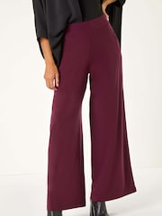 Roman Dark Purple Wide Leg Stretch Trousers - Image 5 of 6