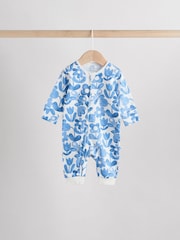 Blau - 100% Cotton Two Way Zip Baby Footless Sleepsuits 3 Pack (0mths-3yrs) - Bild 3 von 11