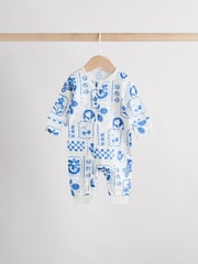Blau - 100% Cotton Two Way Zip Baby Footless Sleepsuits 3 Pack (0mths-3yrs) - Bild 6 von 11