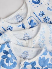 Blau - 100% Cotton Two Way Zip Baby Footless Sleepsuits 3 Pack (0mths-3yrs) - Bild 8 von 11