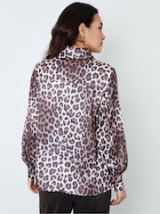 Another Sunday Oversized Leopard Print Satin Shirt - Image 2 of 6