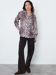 Another Sunday Oversized Leopard Print Satin Shirt - Image 4 of 6