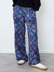 Another Sunday Animal Paisley Print Wide Leg Satin Trousers Co-ord - Imaginea 1 din 4