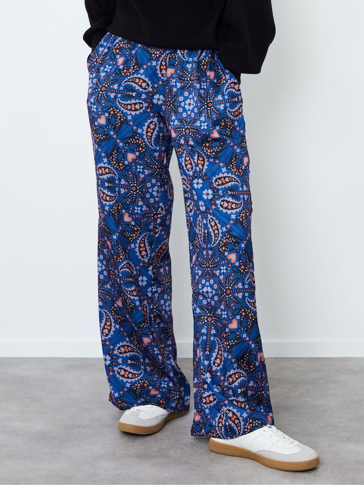 Another Sunday Animal Paisley Print Wide Leg Satin Trousers Co-ord - Imaginea 1 din 4