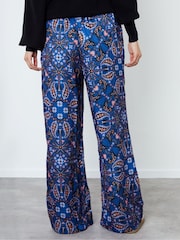 Another Sunday Animal Paisley Print Wide Leg Satin Trousers Co-ord - Imaginea 2 din 4