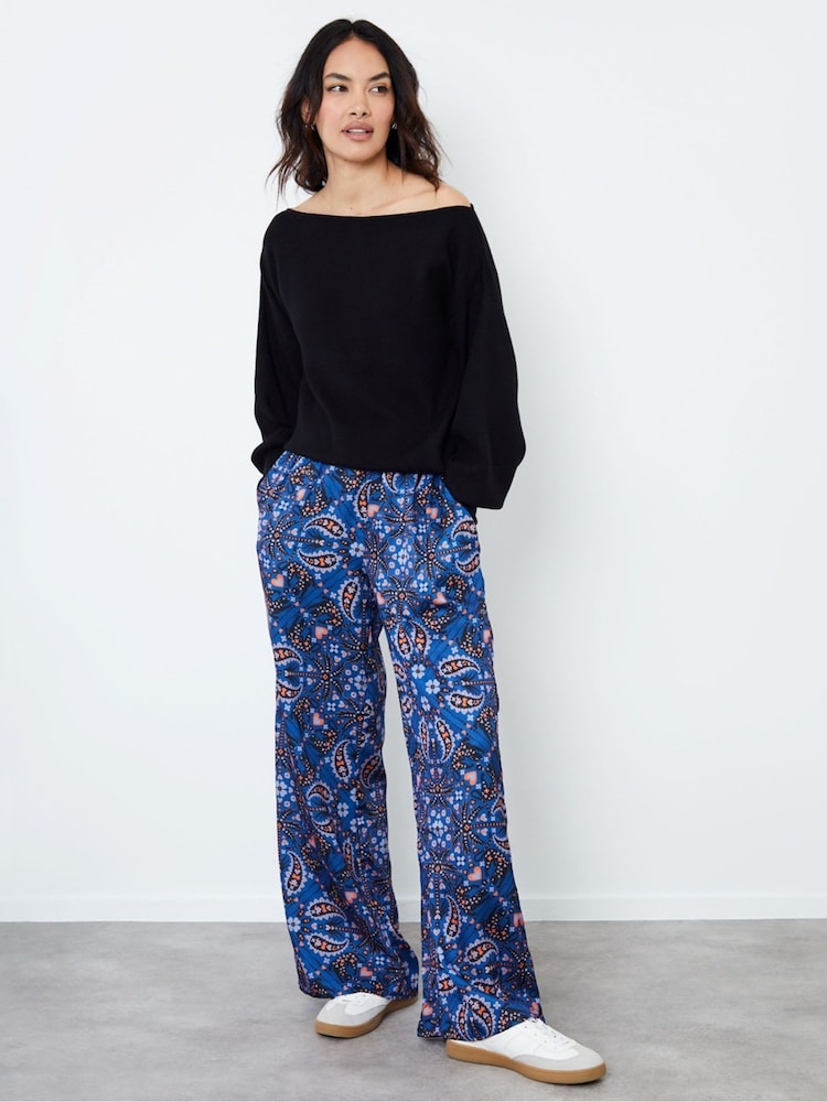 Another Sunday Animal Paisley Print Wide Leg Satin Trousers Co-ord - Imaginea 4 din 4