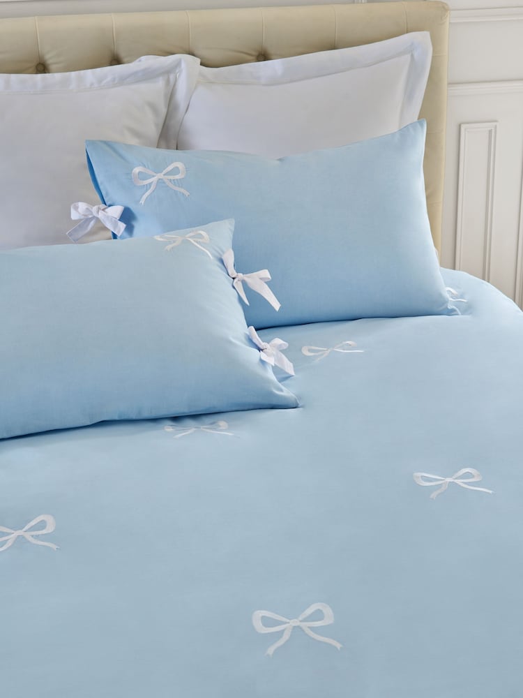Bow Embroidered Duvet Cover and Pillowcase Set - Изображение 2 из 5