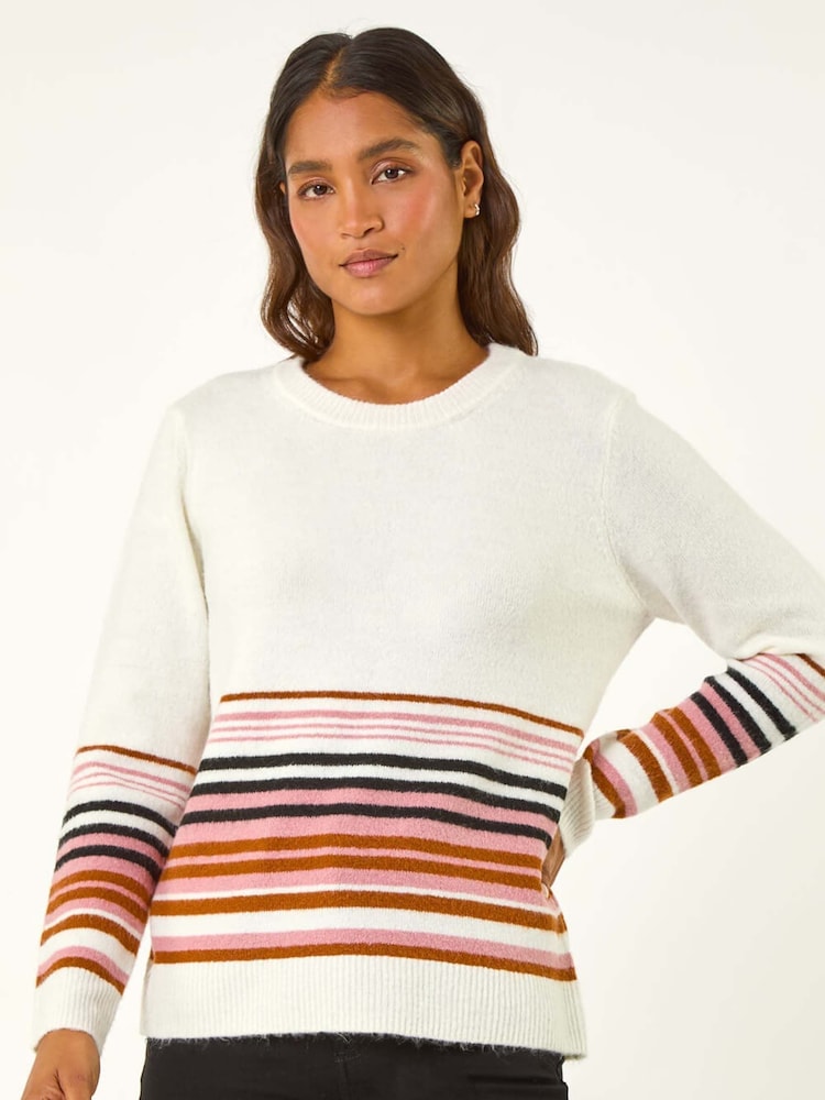 Roman White Border Stripe Scarf Knit Jumper - Image 2 of 5