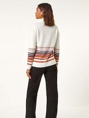 Roman White Border Stripe Scarf Knit Jumper - Image 3 of 5