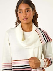 Roman White Border Stripe Scarf Knit Jumper - Image 4 of 5