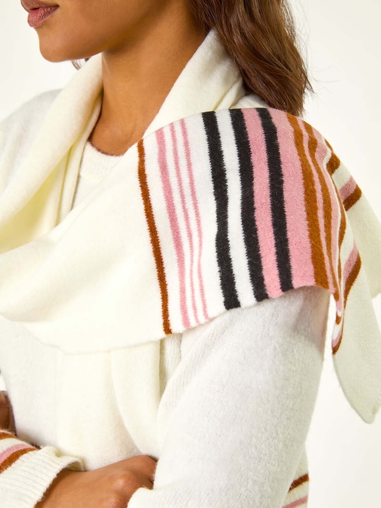 Roman White Border Stripe Scarf Knit Jumper - Image 5 of 5