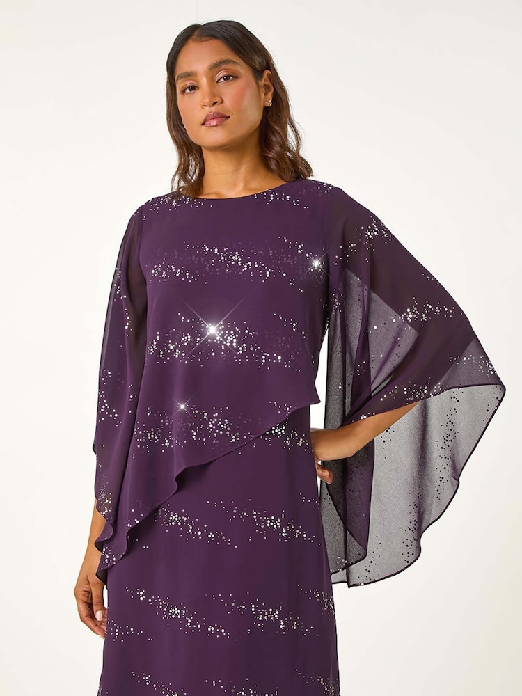 Morado - Vestido con superposición asimétrica y adorno de lentejuelas de Roman - Imagen 1 de 5 Morado - Vestido con superposición asimétrica y adorno de lentejuelas de Roman - Imagen 1 de 5