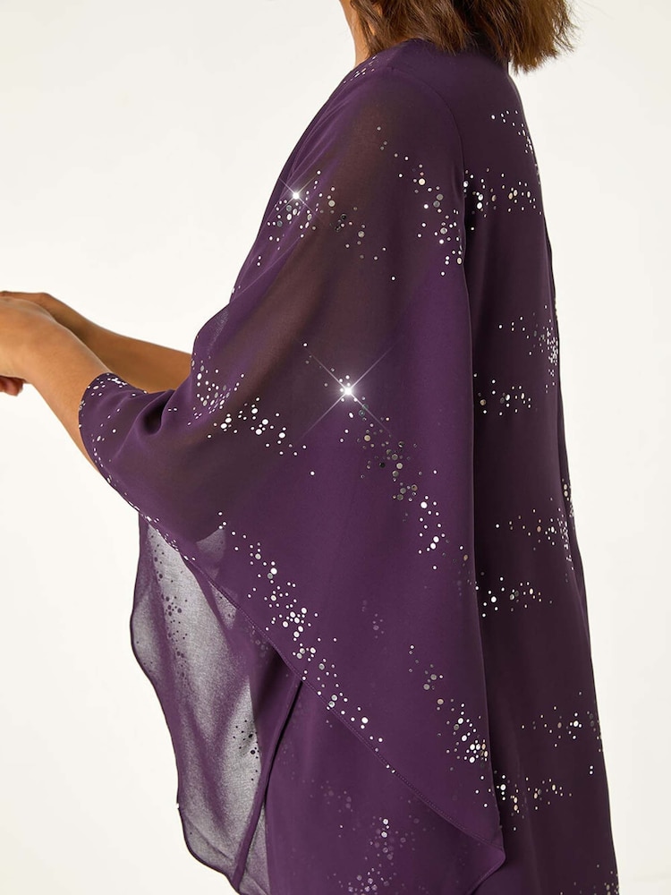 Morado - Vestido con superposición asimétrica y adorno de lentejuelas de Roman - Imagen 5 de 5 Morado - Vestido con superposición asimétrica y adorno de lentejuelas de Roman - Imagen 5 de 5