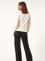 Roman Natural Faux Fur Funnel Neck Zip Jacket - Image 5 of 5