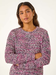 Roman Pink Crew Neck Tape Yarn Knit Jumper - Image 1 of 5