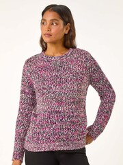 Roman Pink Crew Neck Tape Yarn Knit Jumper - Image 3 of 5