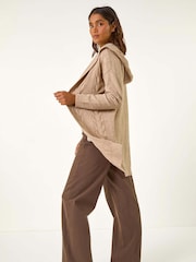Roman Brown Cable Knit Hooded Cardigan - Image 1 of 6