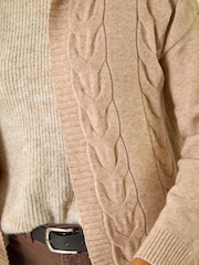 Roman Brown Cable Knit Hooded Cardigan - Image 4 of 6