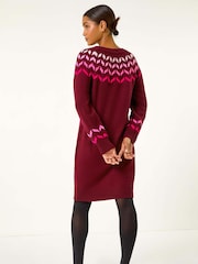 Roman Red Chevron Printed Knit Dress - Image 2 of 5