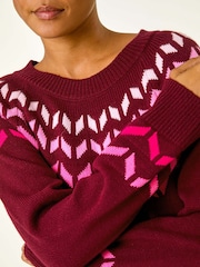 Roman Red Chevron Printed Knit Dress - Image 5 of 5