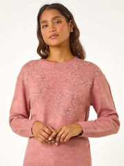 Roman Pink Star Detail Hotfix Crew Neck Jumper - Image 3 of 5