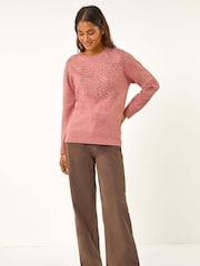 Roman Pink Star Detail Hotfix Crew Neck Jumper - Image 5 of 5