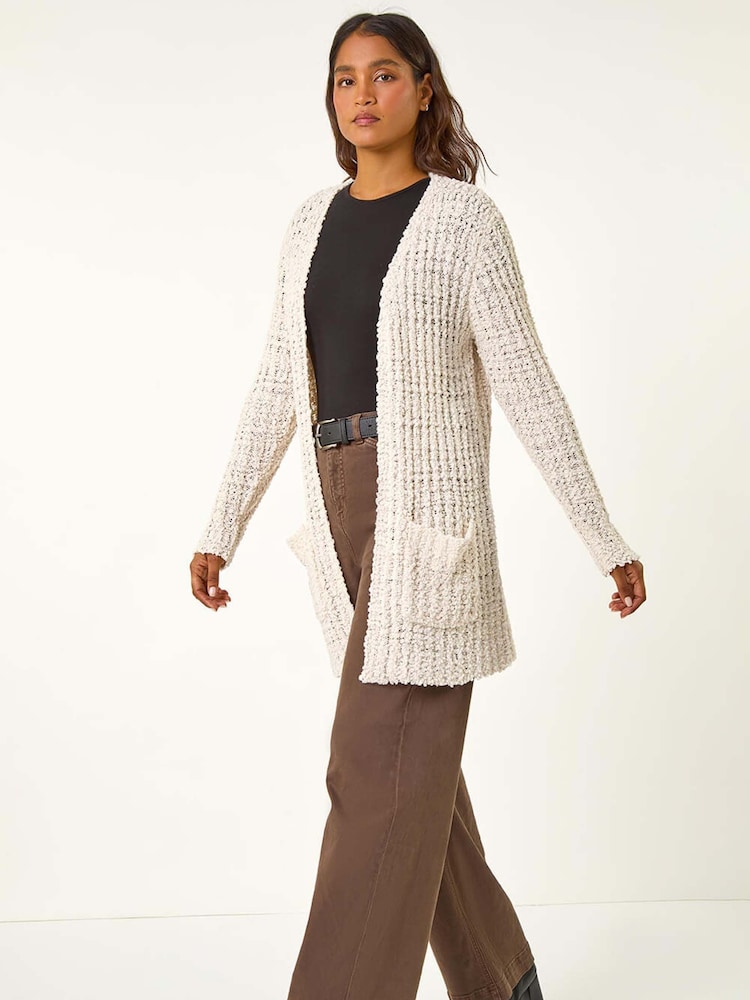 Roman Natural Popcorn Textured Longline Cardigan - Image 1 of 5
