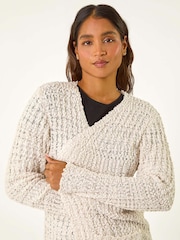 Roman Natural Popcorn Textured Longline Cardigan - Image 2 of 5