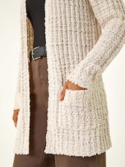 Roman Natural Popcorn Textured Longline Cardigan - Image 3 of 5