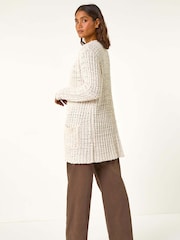Roman Natural Popcorn Textured Longline Cardigan - Image 4 of 5