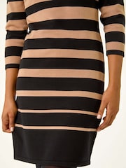 Roman Brown Gradient Stripe Knitted Dress - Image 6 of 6