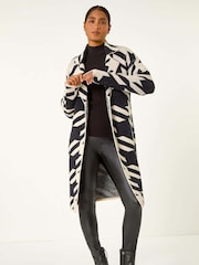 Roman Black Houndstooth Pattern Knit Coatigan - Image 5 of 6
