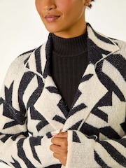 Roman Black Houndstooth Pattern Knit Coatigan - Image 6 of 6
