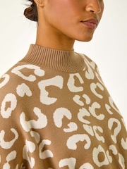 Roman Natural Leopard Print Knitted Jumper - Image 3 of 6