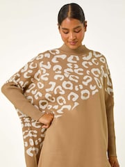 Roman Natural Leopard Print Knitted Jumper - Image 4 of 6