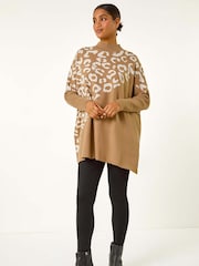 Roman Natural Leopard Print Knitted Jumper - Image 6 of 6