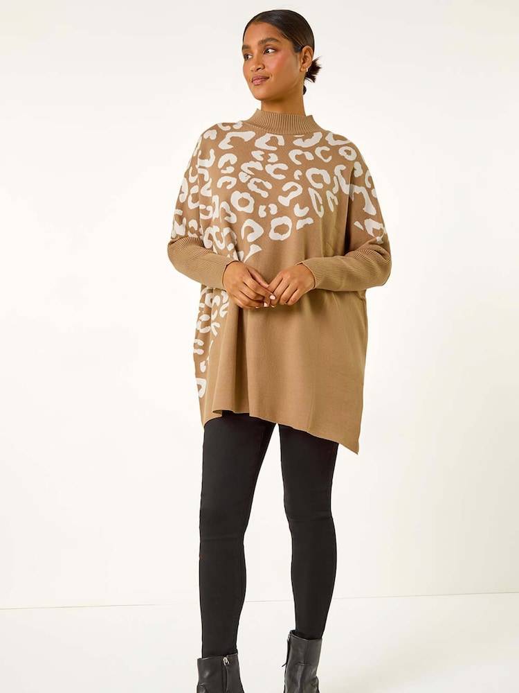 Roman Natural Leopard Print Knitted Jumper - Image 6 of 6