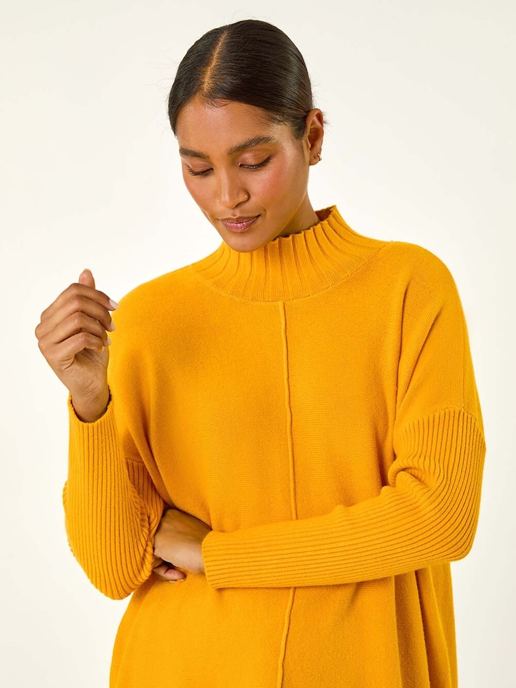 Roman Yellow Pocket Fringe Hem Knit Jumper - Image 3 of 5